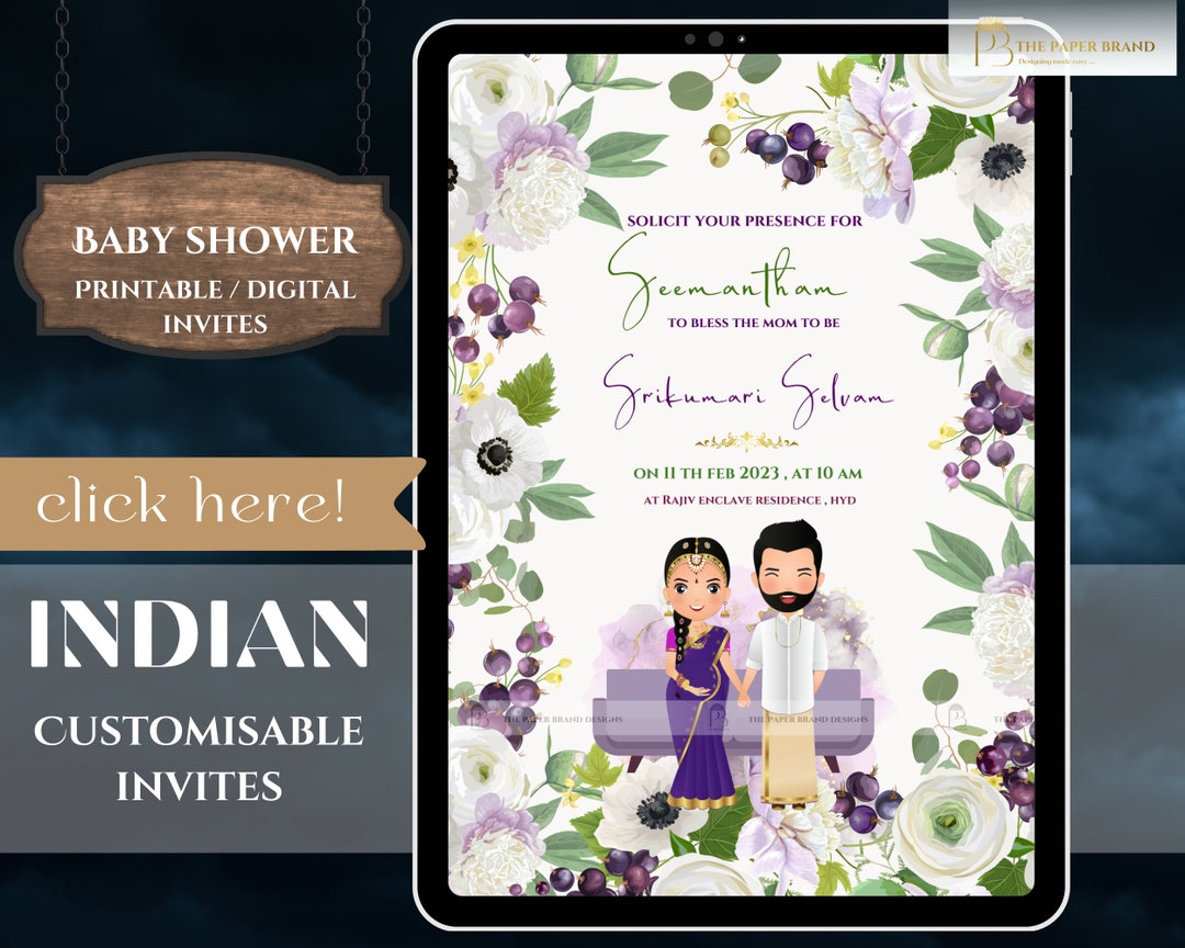 Indian Baby Shower Phone Invite Valaikappu Godh Bharai Etsy