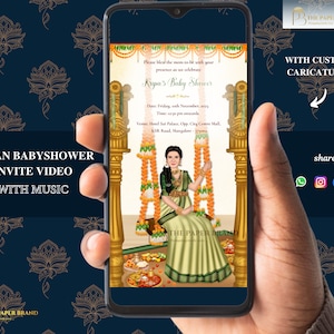 Indian Baby Shower invite video |Valaikappu, Godh Bharai Ceremony video invite | seemantham invite WhatsApp, maternity invite | customisable