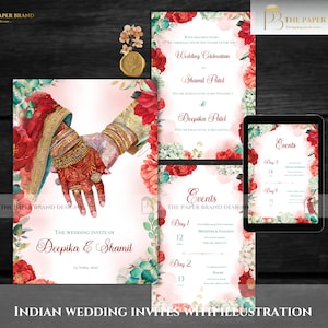 Convite de casamento indiano como ilustração Convite digital hindu em casal de casamento hindu em convites digitais Shaadi indianos e convites muçulmanos