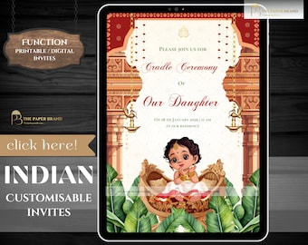 Indian Naming Ceremony Invitation as indian Cradle ceremony invitation in Namkaran invite Annaprashan Invitation for cradle ceremony signs