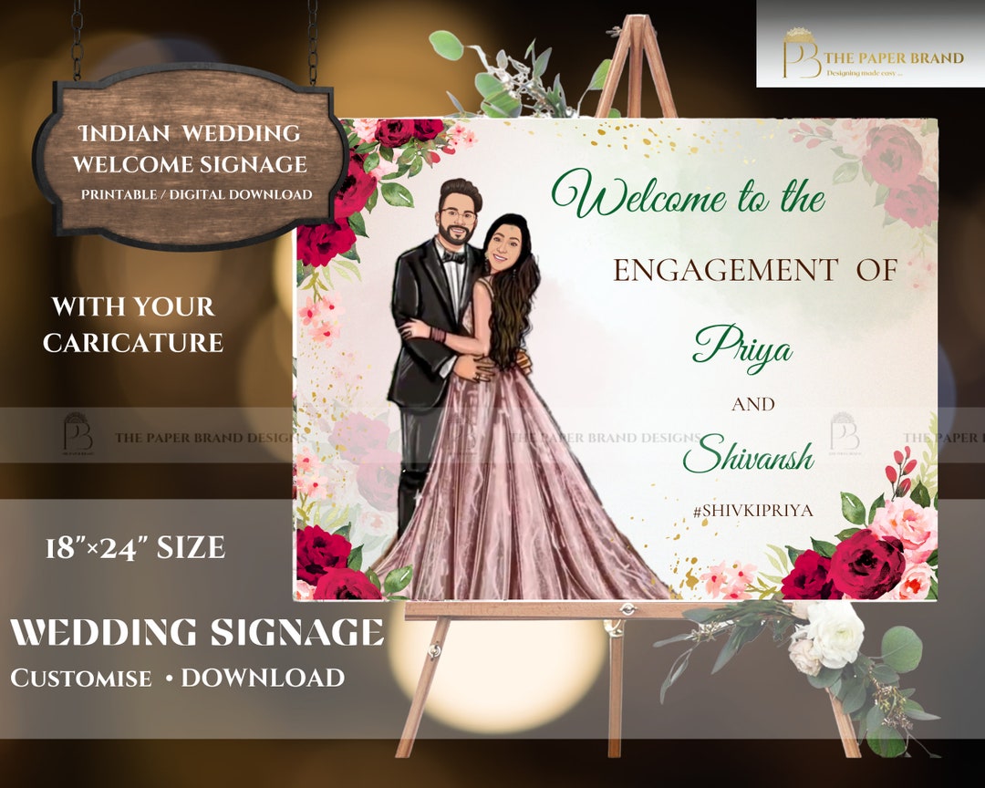 Indian Engagement Welcome Signs, Sagai Posters to Mehndi Welcome Board