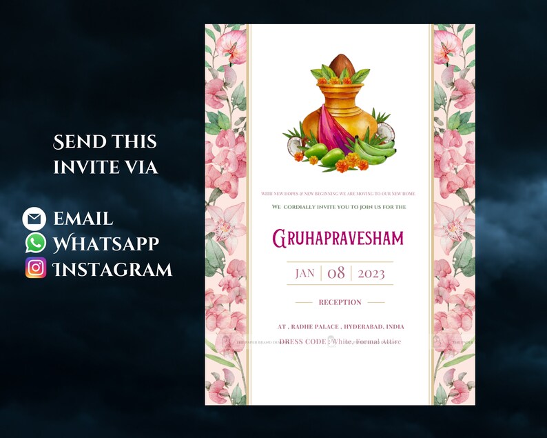 Indian House Warming Invitation & Grihapravesham Invites as