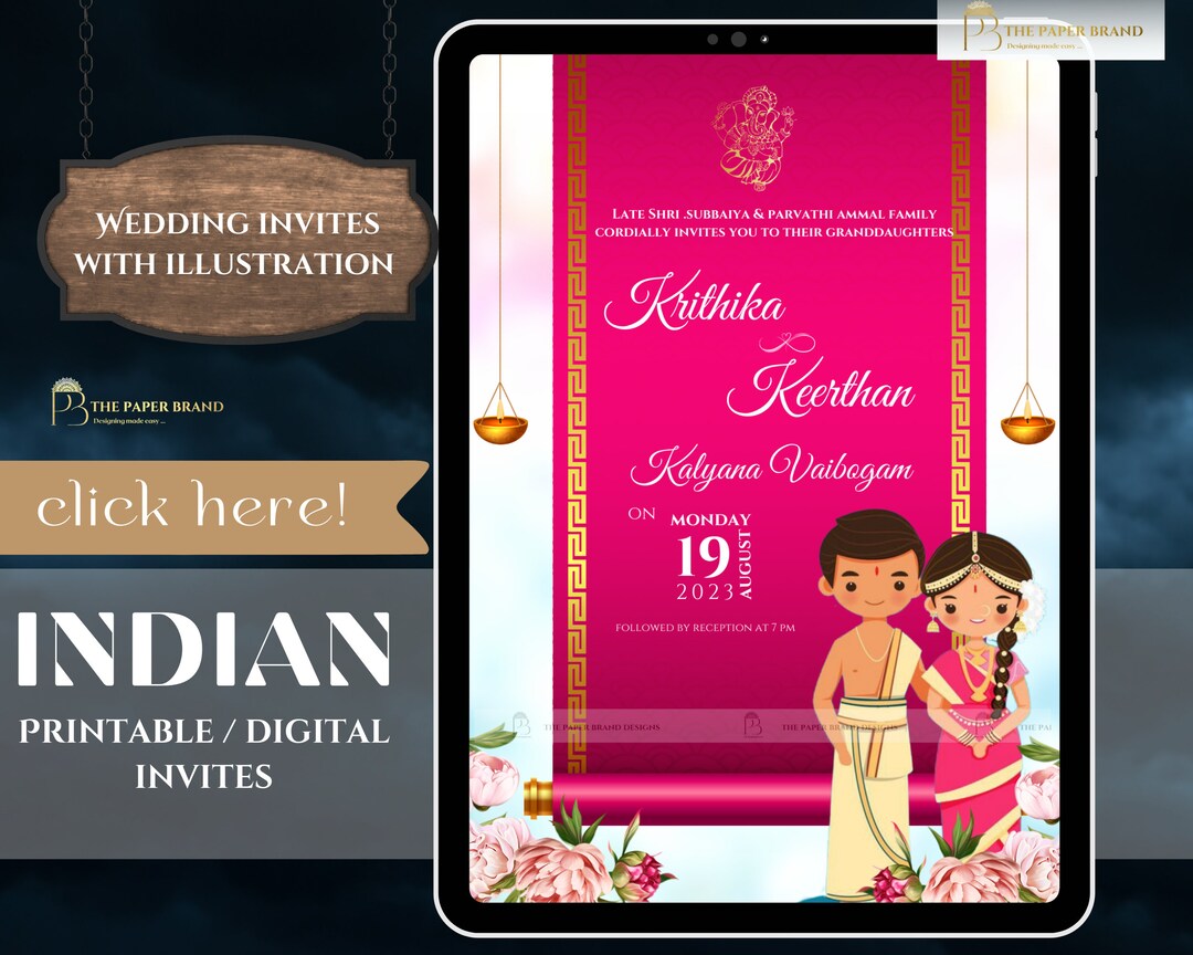 Southindian Wedding Invite tamil Invite Hindu Wedding Card Etsy