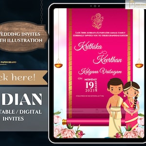 southindian wedding invite ,tamil invite , Hindu wedding card ,save the date cards, brahmin wedding invite, indian wedding invite
