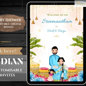 Indian Baby Shower Phone Invite | Valaikappu, Godh Bharai Ceremony invite  | seemantham invite WhatsApp, maternity invite | Editable
