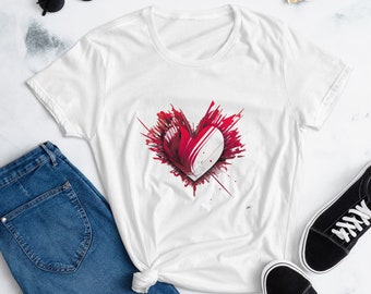 Valinetine's Day gift T-shirt of a red heart done in abstract art.