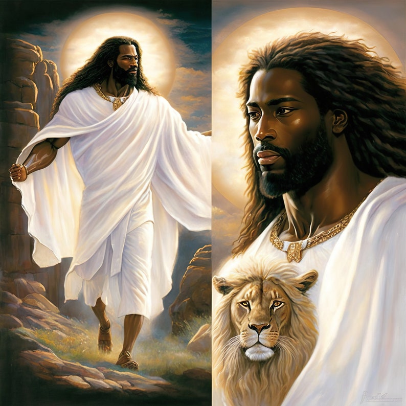 Downloadable art of Black Jesus In His Glory, Black Art, by African American Artist image 1