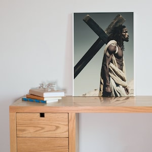 Downloadable Art of Black Jesus and his cross, by African American art by black digital artist image 3