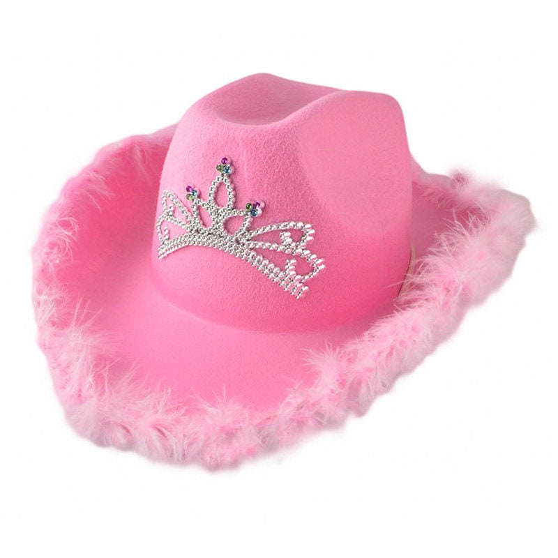 Pinker Cowboyhut Pinker Cowgirl Prinzessin Hut mit Kronen Tiara Design