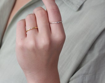 Dainty Baguette Ring, Simple Thin Baguette Ring, Silver & Gold Jewelry , Christmas Gifts For Her Women, EBR1