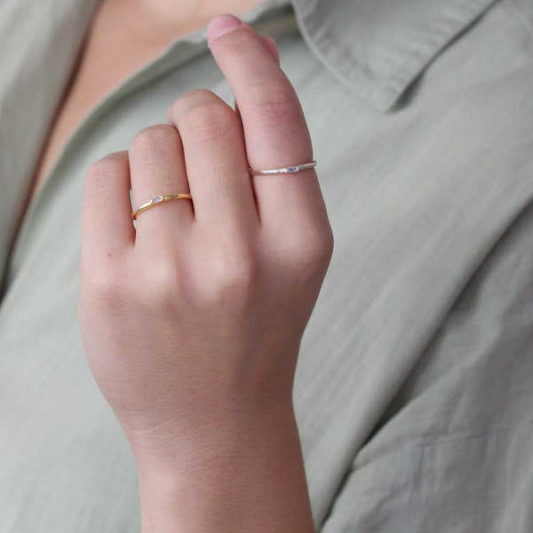 Dainty Baguette Ring, Simple Thin Baguette Ring, Silver & Gold Jewelry , Christmas Gifts For Her Women, EBR1