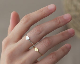 Thin Stackable Heart Ring, Minimalist Gold Stacking Rings, Dainty Silver Love Ring Jewelry, Christmas Gifts for Her Women & Mom, ETHR011