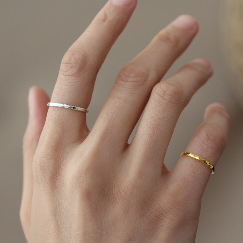 Minimalist Thin Gold Stacking Ring, Simple Gold Ring, Dainty Silver Stackable Ring, Women Jewelry, MTSR011 image 4