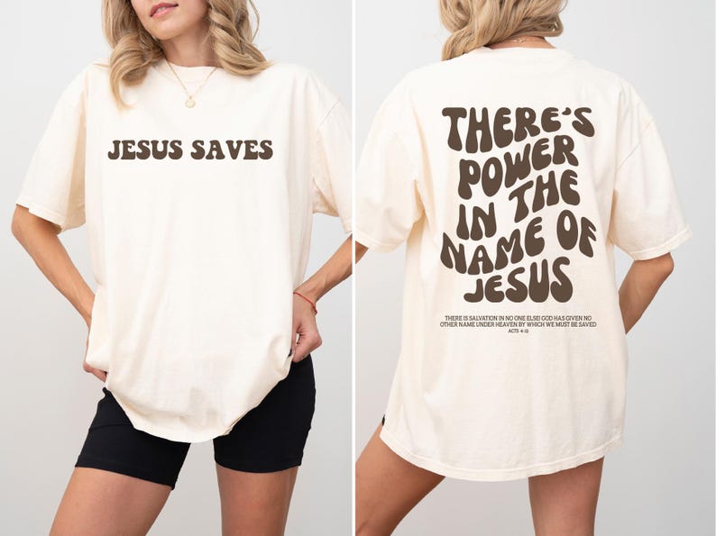 Comfort Colors® There's Power In The Name Of Jesus T-shirt, Trendy Faith Sweatshirt, Jesus Saves Sweatshirt, Jesus Apparel,Christian Sweater image 2