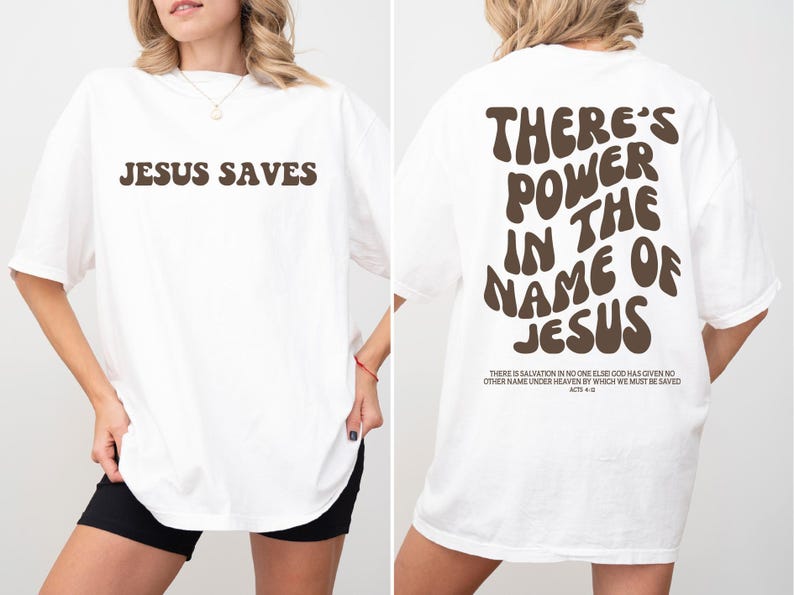 Comfort Colors® There's Power In The Name Of Jesus T-shirt, Trendy Faith Sweatshirt, Jesus Saves Sweatshirt, Jesus Apparel,Christian Sweater image 3