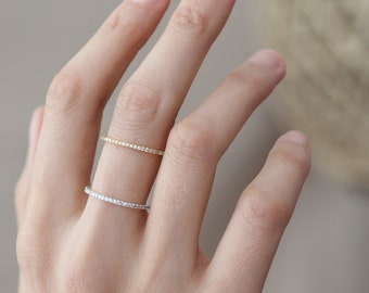 Minimalist Full Eternity Ring, Thin Silver Gold Special Day Band, Dainty  Gift for Her and Braidesmaids, Valentine's Day Gift, Love Gift,