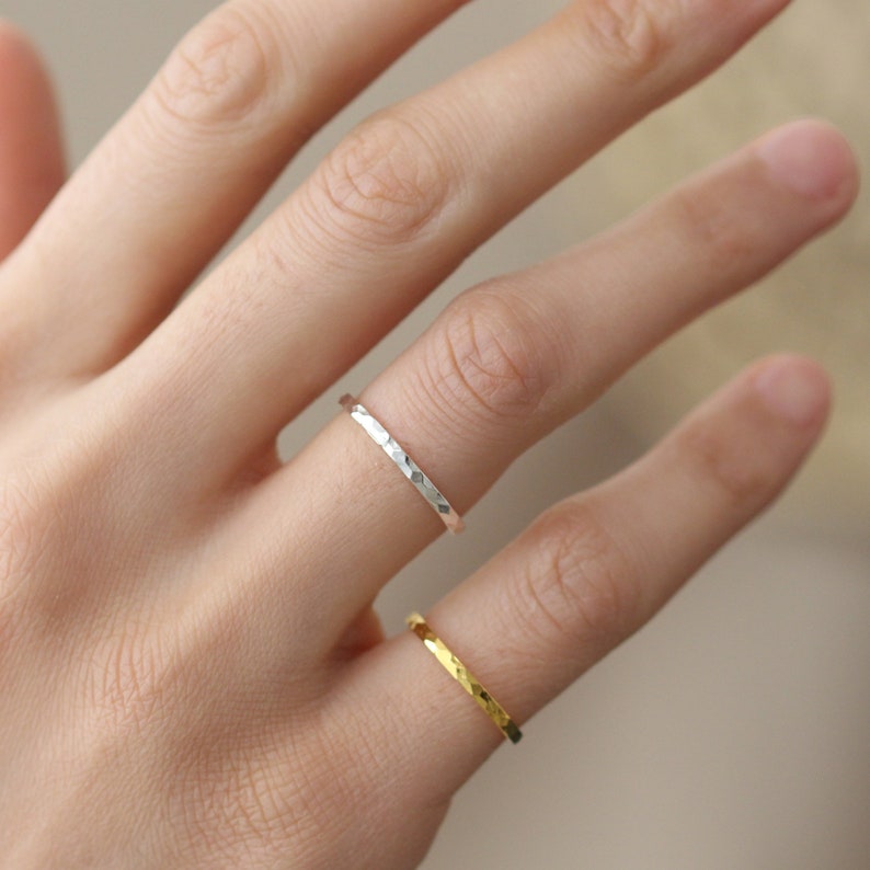 Minimalist Thin Gold Stacking Ring, Simple Gold Ring, Dainty Silver Stackable Ring, Women Jewelry, MTSR011 image 1