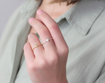 Dainty Tiny Heart Stackable Ring, Simple Thin Gold Stacking Rings, Love Heart Jewelry, Christmas Gifts for Her Women & Mom, EHR1