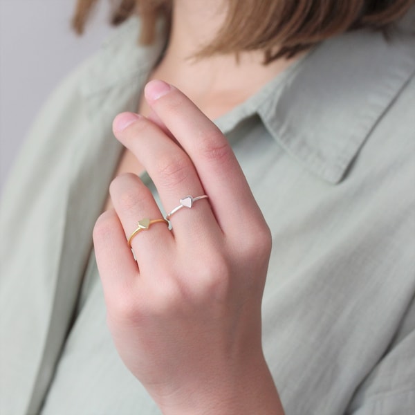 Dainty Tiny Heart Stackable Ring, Simple Thin Gold Stacking Rings, Love Heart Jewelry, Christmas Gifts for Her Women & Mom, EHR1