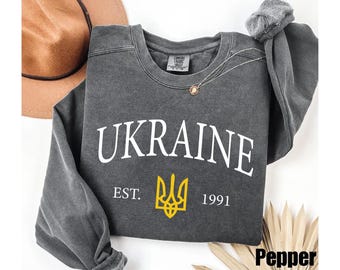 Comfort Colors® Ukraine Est. 1991 Sweatshirt, Proud Ukrainian T-Shirt, Pray for Ukraine T-shirt, No War Ukraine, Ukraine Support Shirt