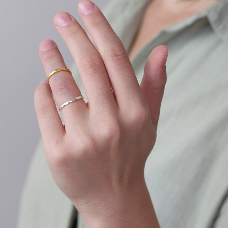 Minimalist Thin Gold Stacking Ring, Simple Gold Ring, Dainty Silver Stackable Ring, Women Jewelry, MTSR011 image 8