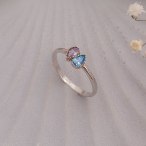 Custom Birthstone Ring, Dainty Multi-Stone Minimalist Ring, Special Day & Christmas Gift for Women and Mother, EBR3 image 3