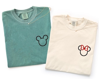 Comfort Colors® Disney Family Matching Shirts, Embroidered Mouse Family Shirt, Mickey Minnie Vacation Shirt, Family Trip Tee