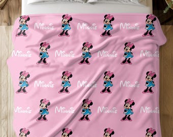 Disney Minnie Mouse Blanket, Cute Minnie Throw for Kids & Adults, Disney Lover Gift, Personalized Minnie Blanket, Cozy Soft Cartoon Quilt