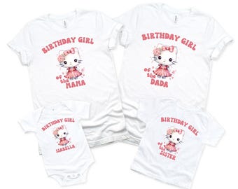 Custom Kitty Birthday Girl Shirt, Baby Girl 1st Birthday Outfit, Cute Kitty Party Tee, Family Matching Birthday Shirt,Personalized Cat Shirt