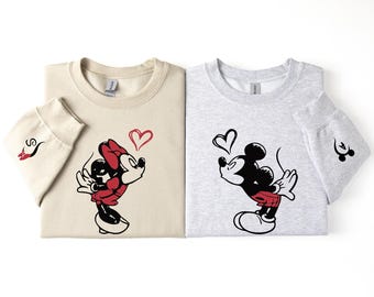 Custom Lover Mickey and Minnie Sweatshirt, Personalized Disney Couple Sweater, Matching Valentine’s Gift, Disney Trip Outfit,Disney Hoodie