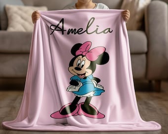 Custom Disney Blanket for Kids, Personalized Mickey & Friends Throw, Soft Name Blanket, Disney Gift for Boys and Girls