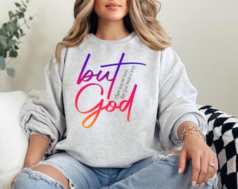 But God Sweatshirt, Christian Faith Sweater, Bible Verse Shirt,Religious Gift for Women & Men,Minimalist Jesus Crewneck,Christian Sweatshirt