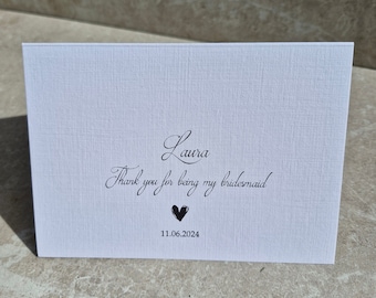 Personalised Wedding Day Thank you Cards, Thank you for to my bridesmaid, maid of honour, groomsman, best man, bridal party thank you cards