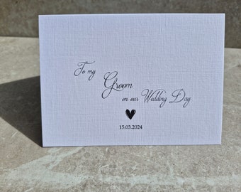 Personalised Wedding Day Cards for the Bride & Groom, To my Bride on our wedding day, To the groom on our wedding day, wedding date included