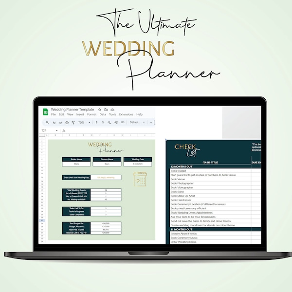 Wedding Planner Spreadsheet, Digital Wedding Planning Template, Wedding Supplier, Budget & Guestlist Tracker Worksheet, Wedding Checklist