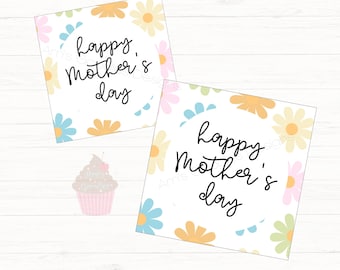 Printable 2" | 2.5" Floral Mother’s Day Tag - Vibrant Mother’s Day Tag Mother’s Day - Happy Mother’s Day - Printable Cookie Tag