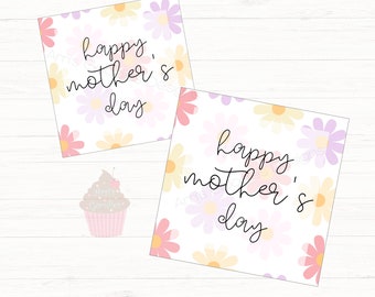 Printable 2&2.5" Tags- Mother's Day Printable Cookie Tag-Floral Tag-I Happy Mother's Day Tag-Mother's Day Tag-Printable Cookie Tag