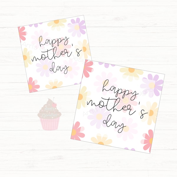Printable 2&2.5" Tags- Mother's Day Printable Cookie Tag-Floral Tag-I Happy Mother's Day Tag-Mother's Day Tag-Printable Cookie Tag