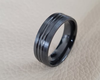 Black Zirconium Ring, Wedding band, Zirconium Ring, Personalized Ring