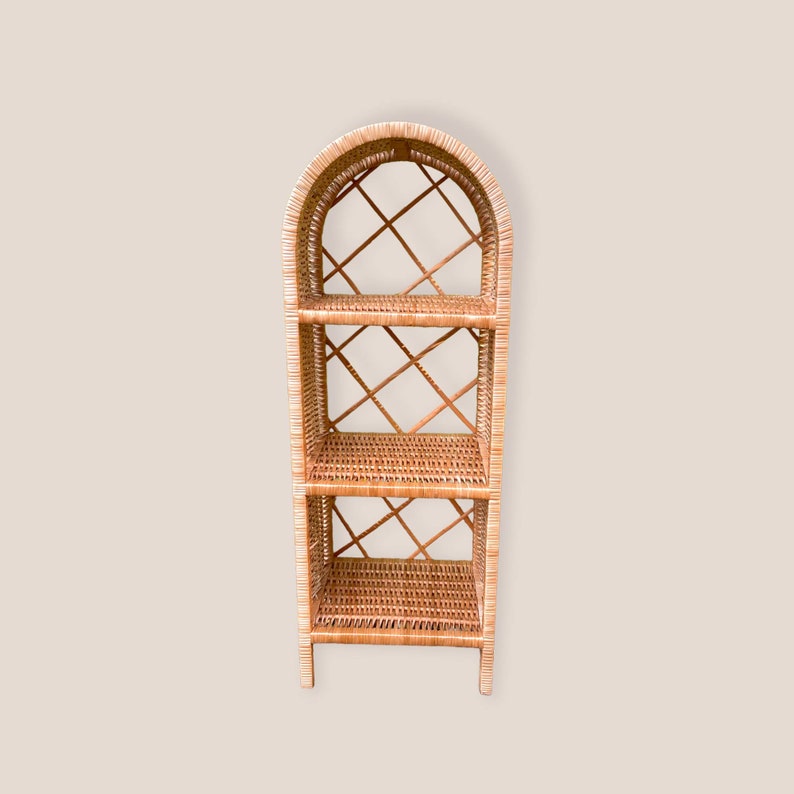 Wicker Bookcase Arched Shelf Rattan Bookshelf Kids Etsy