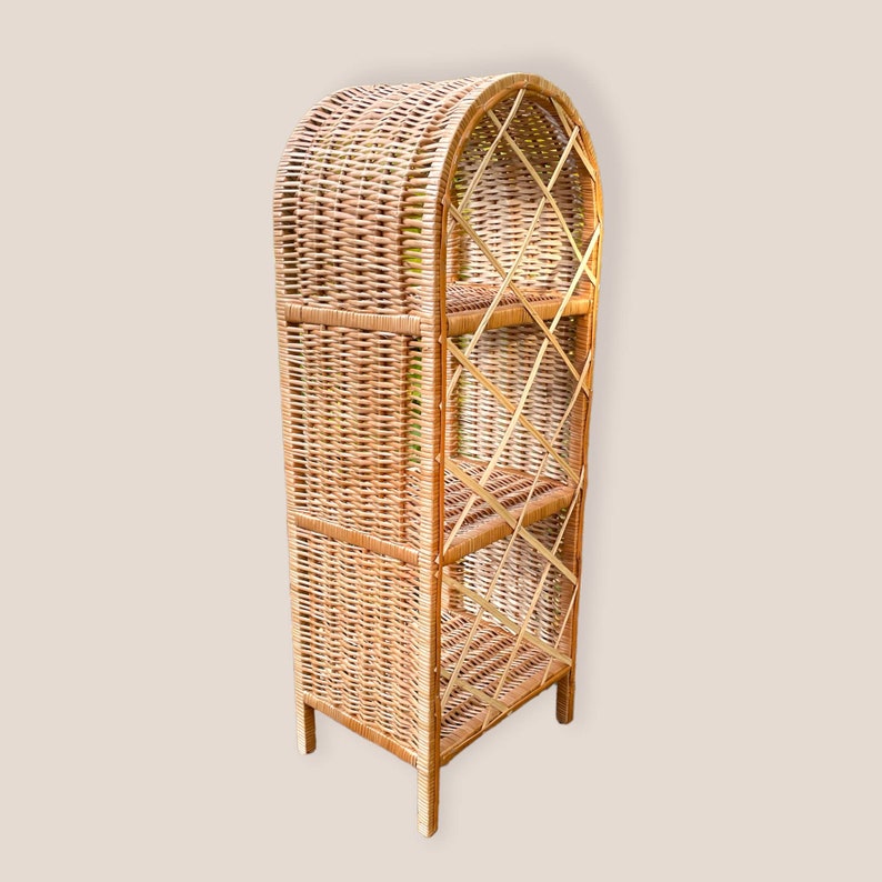 Wicker Bookcase Arched Shelf Rattan Bookshelf Kids Etsy
