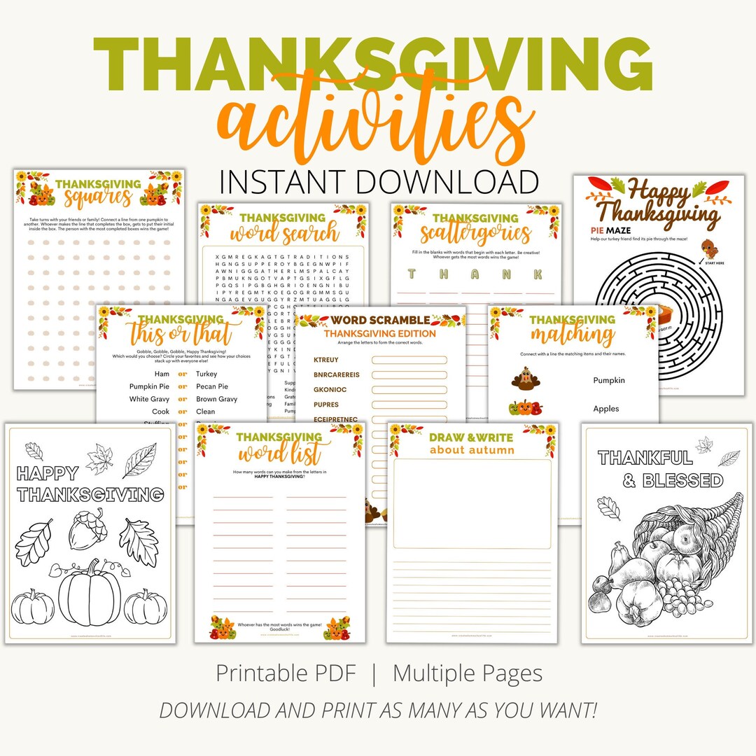 Thanksgiving Day Printables Thanksgiving Printable Games Etsy Thanksgiving Day Printables Thanksgiving Printable Games Etsy