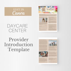 Daycare Center Provider Introduction Forms, About the Daycare Teacher, Daycare Center Forms, Daycare Paperwork, Daycare Canva Template