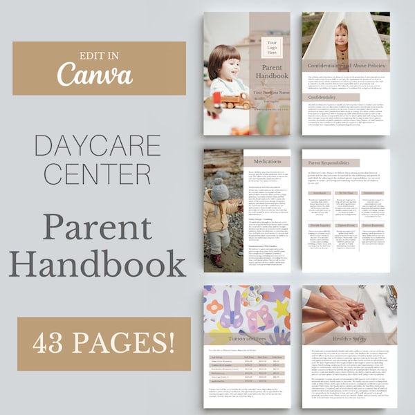 Daycare Center Parent Handbook, Daycare Forms, Daycare Contract, Childcare Forms, Home Daycare Forms, Home Daycare Handbook