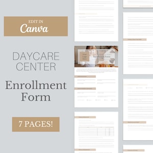 Daycare Center Enrollment Forms, Daycare Center Forms, Daycare Paperwork, Daycare Contract, In Home Daycare Center, Daycare Business