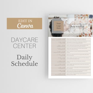 Daycare Center Daily Schedule, Daily Daycare Schedule, Daycare Forms, Daycare Business Templates, Editable Home Daycare Contract Forms