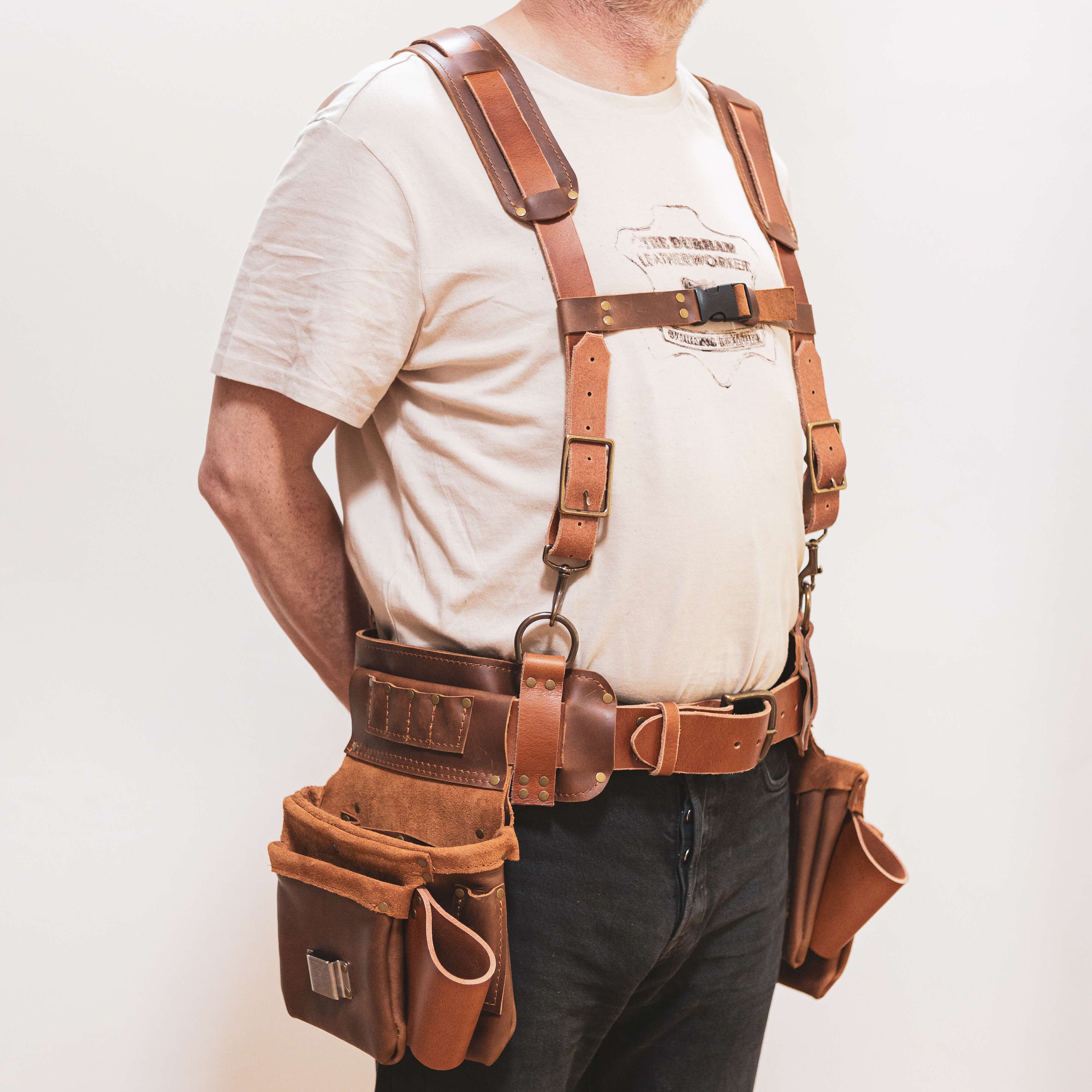 Professional Carpenter Leather Tool Belt, Tool Belt With Suspenders