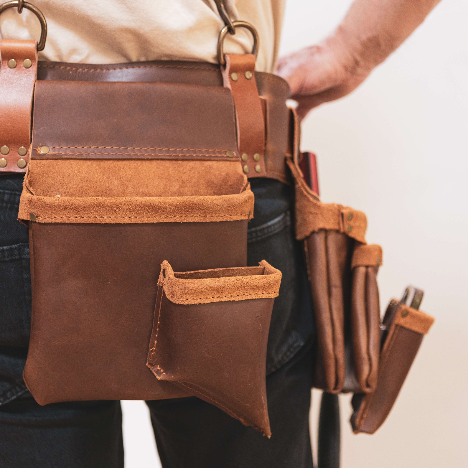 Professional Carpenter Leather Tool Belt, Tool Belt With Suspenders