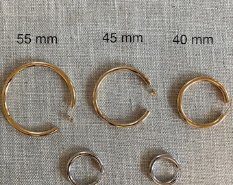 14K Solid Gold 4 mm Thick Hoop Earrings, 14K Gold Hoops