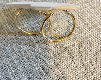 14K Solid Gold Hoop Earrings, 14K Gold Hoops